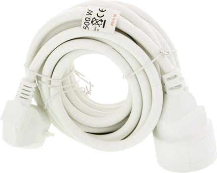 Exin Verlengsnoer - Met penaarde - 5 meter snoer - 3 x 1.5 mm2 vinylkabel - Wit