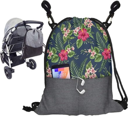Kinderwagen Organizer - Buggy Tas - Onderweg Spullen - Universele Bevestiging - 46 x 35 cm - Palm 2