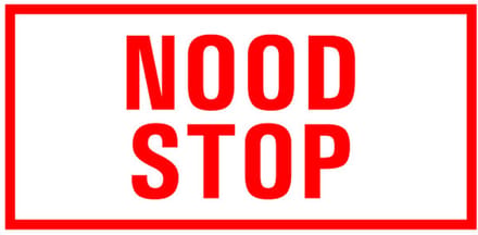 Noodstop tekststicker 400 x 200 mm
