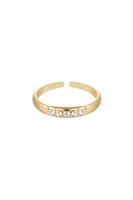 YEHWANG - ring met steentjes - goud stainless steel - one size - verstelbaar