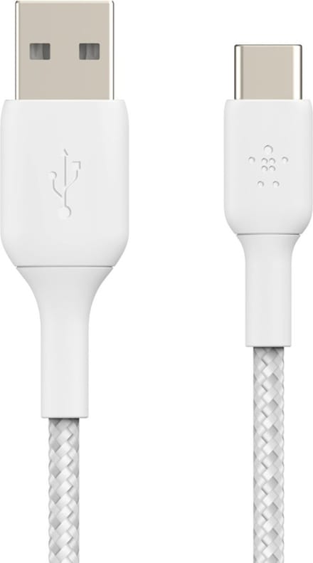 Belkin BOOST↑CHARGE Braided - USB-A naar USB-C Kabel - 1 Meter - 15W - Wit