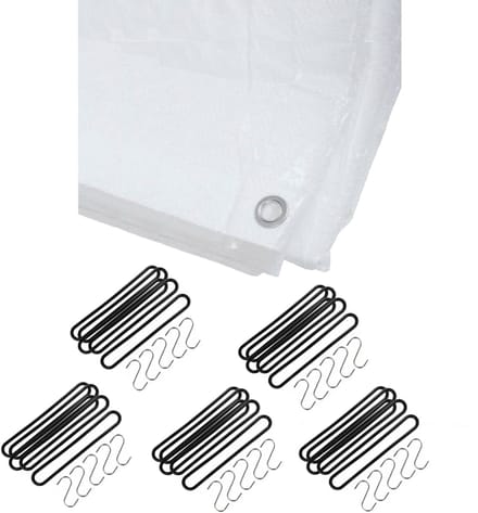 Benson - Afdekzeil - dekzeil - wit - 6 x 8 meter - met 25x spanrubbers - en S-haken