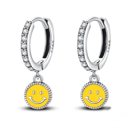 Oorbellen meisje smiley - glitter - glinster - geel