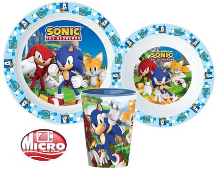 Sonic the Hedgehog – Kinderserviesset 3-delig – Bord, Kom en Beker