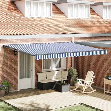 vidaXL Zijde Frame Blauw en Wit 450 × 300 cm Polyester met PU-coating
