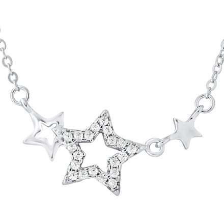 Zilveren zirkoniumoxide ster ketting