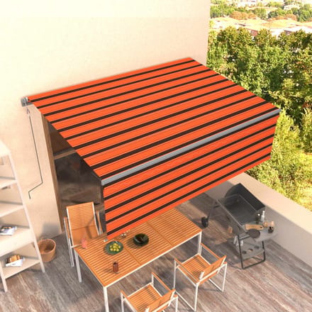 vidaXL - Luifel - automatisch - uittrekbaar - rolgordijn - 4,5x3 - m - oranje - bruin