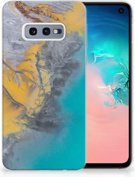 Samsung Galaxy S10e TPU Siliconen Hoesje Marble Blue Gold