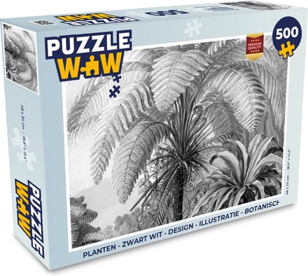 Puzzel Planten - Zwart wit - Design - Illustratie - Botanisch - Legpuzzel - Puzzel 500 stukjes