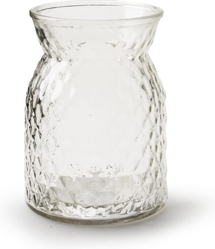 Jodeco Bloemenvaas - helder bewerkt/transparant glas - 16 x 12 cm