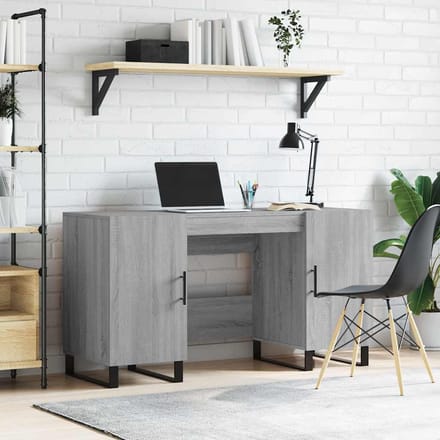 vidaXL - Bureau - 140x50x75 - cm - bewerkt - hout - grijs - sonoma - eikenkleurig