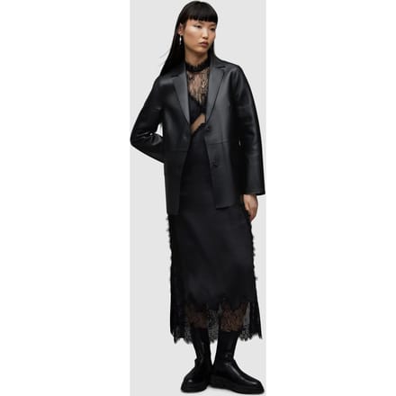 AllSaints Corinna Bonded Blazer Black Größe: 12 | Lederjacken Outlet | Damen | Schwarz