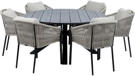 Tuinset Elvira/Cyprus | 6 personen | Rond 150 cm | Rope & polywood