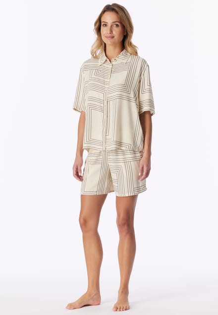 Korte pyjama van geweven stof met seasalt - print - Selected Premium 44