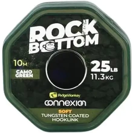 Ridgemonkey Connexion Rock Bottom Tungsten Soft Coated Hooklink 20 M Karperlijn Transparant 25 Lbs