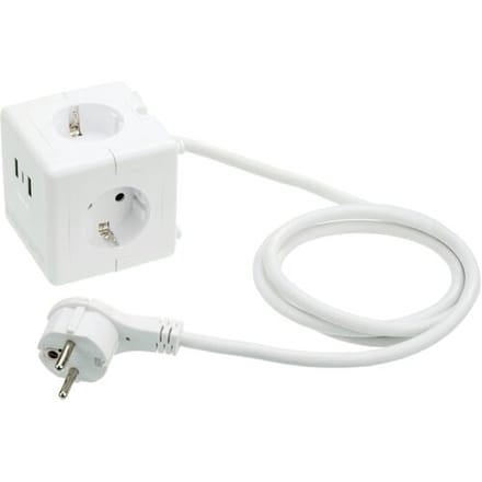 TRONIC Kubus-stekkerdoos met USB-aansluitingen (wit)