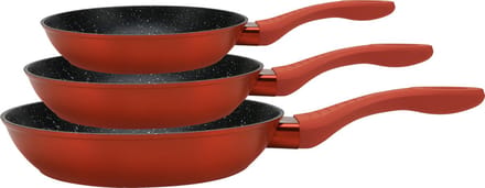 Cheffinger Inductie Koekenpannenset - 3 delig - Rood