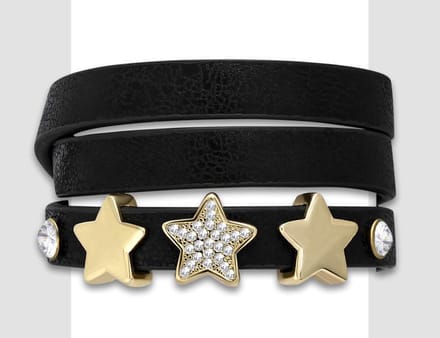 Montebello Armband Cosa Black - PU Leer - Messing - Ster - 15mm - 19cm