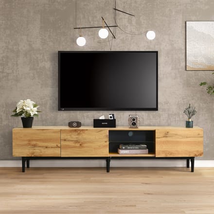 Moderne TV-kast - Houtstructuur - 175x31x41 cm - LED Verlichting