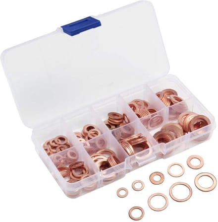 Flexigood® - Koperen Dichtingsringen Set – 200 stuks – Afdichtringen Assortiment - afdichtingsringen