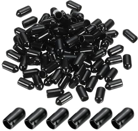 Zwarte 6 mm Flexibele Rubber Eindkappen - 150 Stuks voor Bescherming van Schroeven en Draad