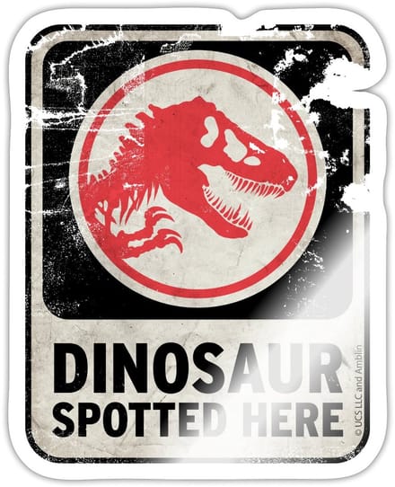 Jurassic World Dinosaur Spotted Here Sticker Maat S (max. 10 x 10cm)