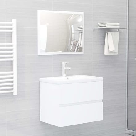 vidaXL - Badkamermeubelset - bewerkt - hout - wit