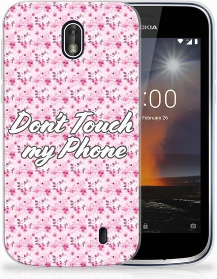 Nokia 1 Silicone-hoesje Flowers Pink DTMP