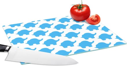 Glazen Snijplank - 28x20 - Blauw - Olifant - Design - Snijplanken Glas