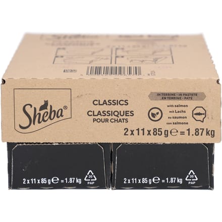 Sheba Classics Pate - Zalm - Aluminium Kuipjes - Kattenvoer - 18 x 85 gr