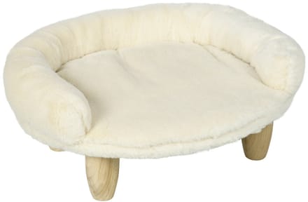 PawHut Honden Sofa - 47 x 40 x 20 cm - Flanellen Zitting + Verhoogd Design - Crème