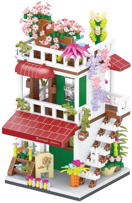 Mini bouwblokken - bloemenwinkel - 1085 stuks