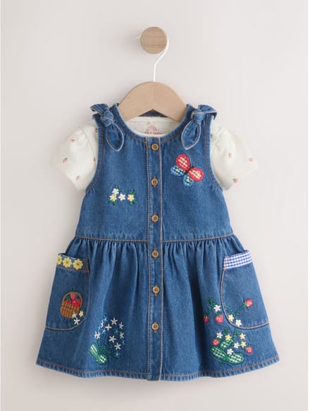 Next - Meisjes - Set van 2 babyovergooierrompers met korte mouwen - Blauw