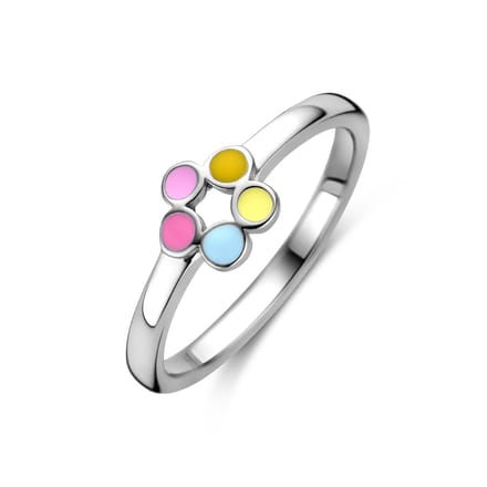 YO&NO - Ring - Zilver - Aanschuifring - Bloem- 14.5mm - 6mm - Kinderen - Gerhodineerd - Zilver 925
