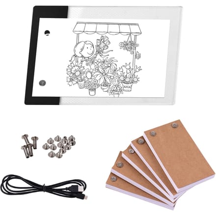 Flip Book Kit met Mini LED Light Pad Hole Design 3 Niveaus Helderheidsregeling Light Box 300 Vellen veelkleurig