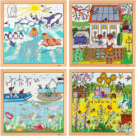 Set van 4 Natuur en klimaatpuzzels - Educo - Educatief speelgoed