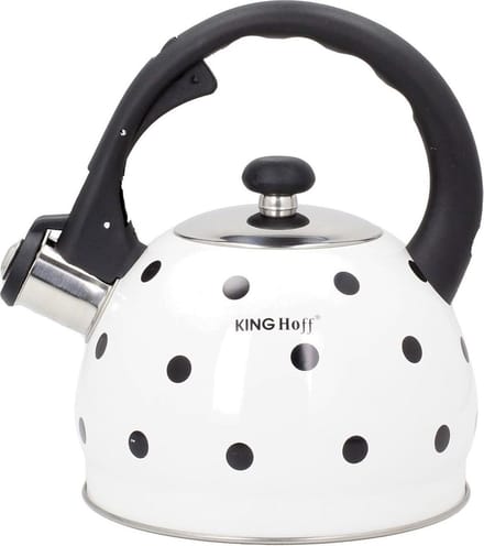 Kinghoff 1050 - Fluitketel - 2 liter - Wit - stippel