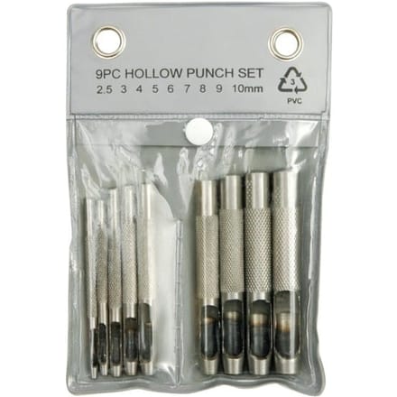 Vorel - Compleet Set Voor Leerponsen - 9 Delig - Voor Lederenwerk