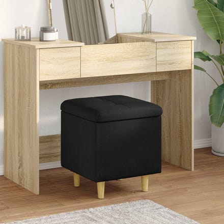 vidaXL - Ottoman - met - opslag - Zwart - 40 - x - 40 - x - 45 - cm - Stof