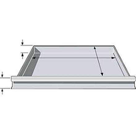 Schuifladen, voor vlakbreedte 995 mm, H 100 mm, D 400 mm, lichtzilver