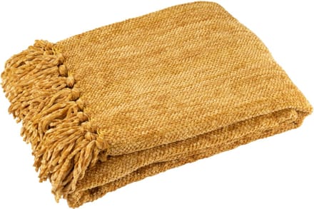 J-Line deken Chenille - polyester - geel