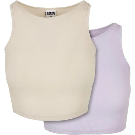 Urban Classics - Rib 2-pack Crop top - 3XL - Beige/Paars