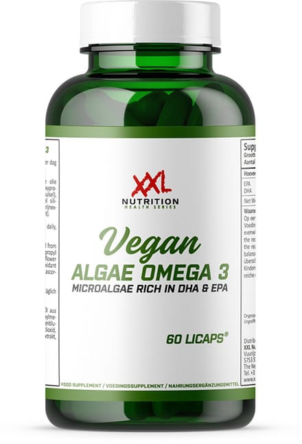 XXL Nutrition - Vegan Algae Omega 3 - Omega 3 Algenolie - 60 Capsules