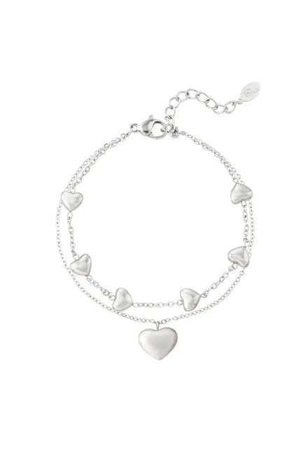 Dubbele Armband Hart Zilver