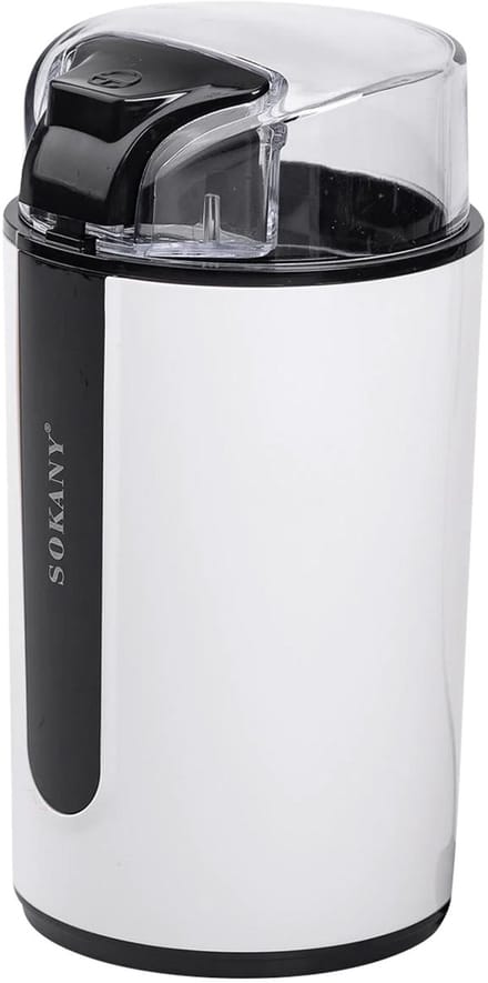 Sokany, Elektrische Koffiemolen 200W Capaciteit 75g, Zwart / Wit