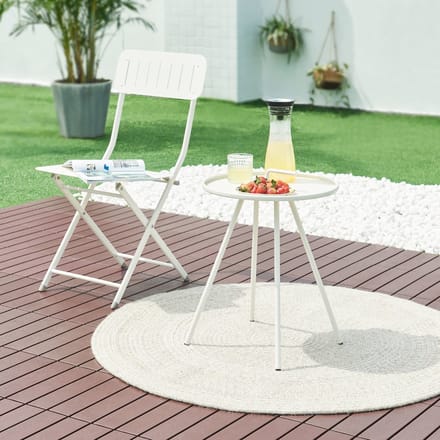 Tuintafel Fosen rond 55xØ42 cm wit [en.casa]