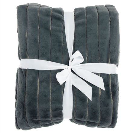 Unique Living Vent du Sud - bedsprei - fake fur bont - rib donkergrijs - 220x240cm