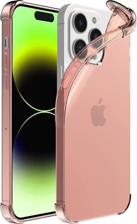 Smartphonica iPhone 14 Pro transparant shockproof siliconen hoesje met stootrand - Lichtroze geschikt voor iPhone 14 Pro