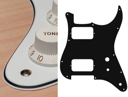 Boston ST-331-W pickguard, Stallion, HH, 2 pot holes, toggle switch, 3 ply, white