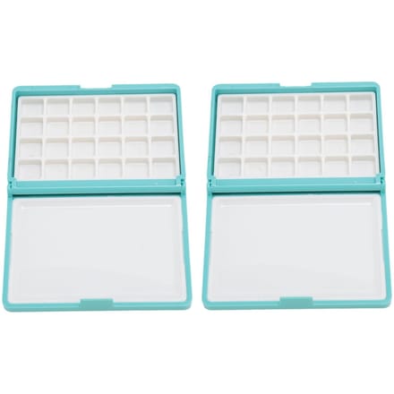2 Stuks Draagbare Aquarel Doos Afneembaar Makkelijk Schoon te Maken Compact Mini Aquarel Palet Doos voor white